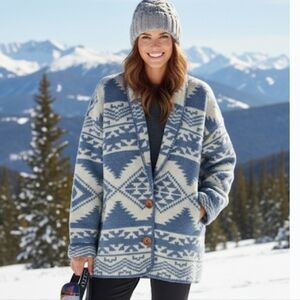 SM 100% Pure Wool Blanket Jacket Vintage Alps Fine Apparel Felted Southwestern